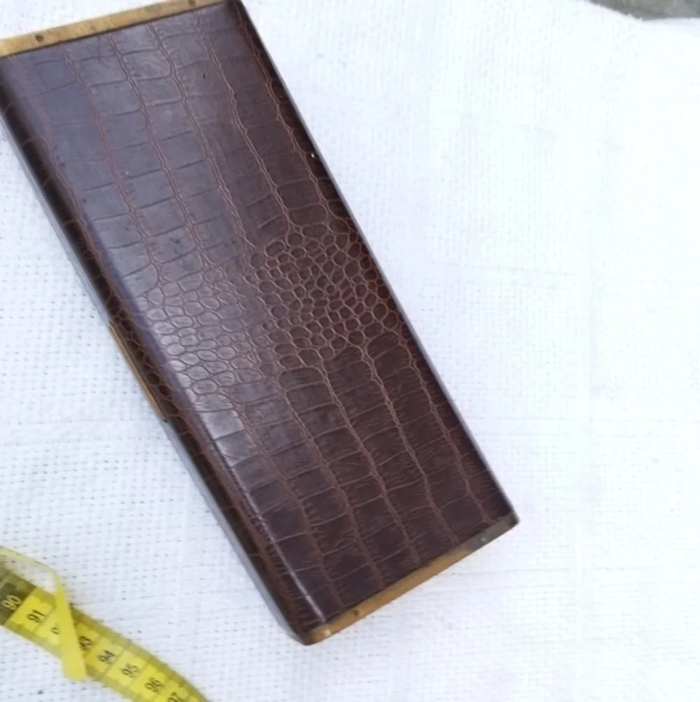Vintage Scenic‎ 60's brass and croc embossed box
